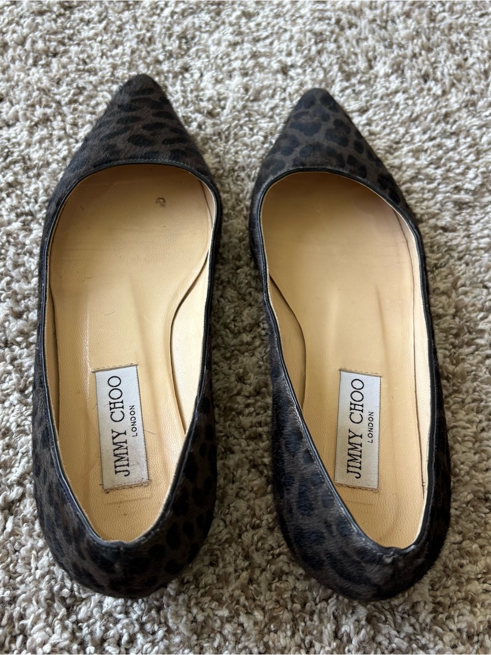 Jimmy Choo Leopard Print Pointed Toe Flats - Picture 3 of 7